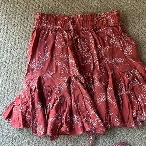 Indikah Flouncy Red Patterned Skirt